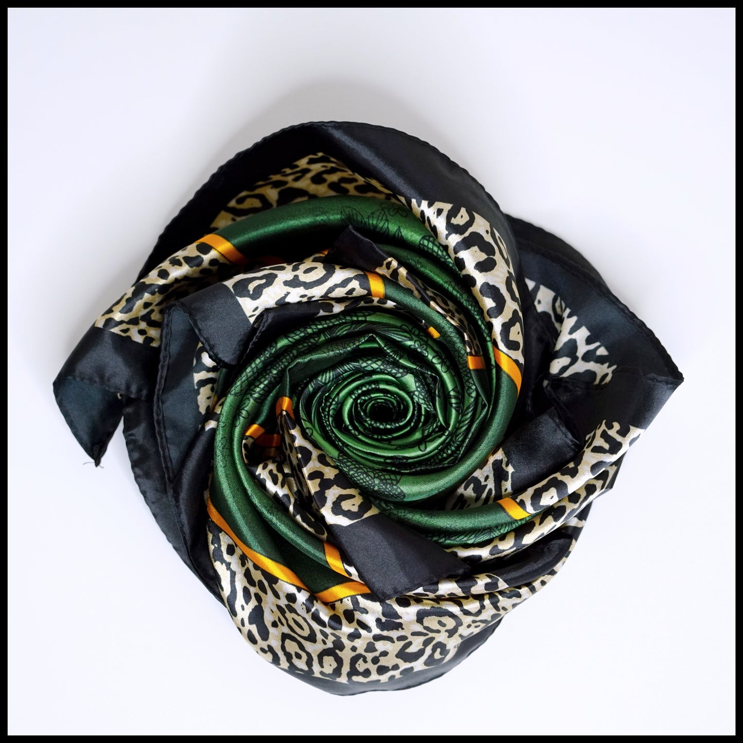 Leopard Trim Satin Scarf - 1pc