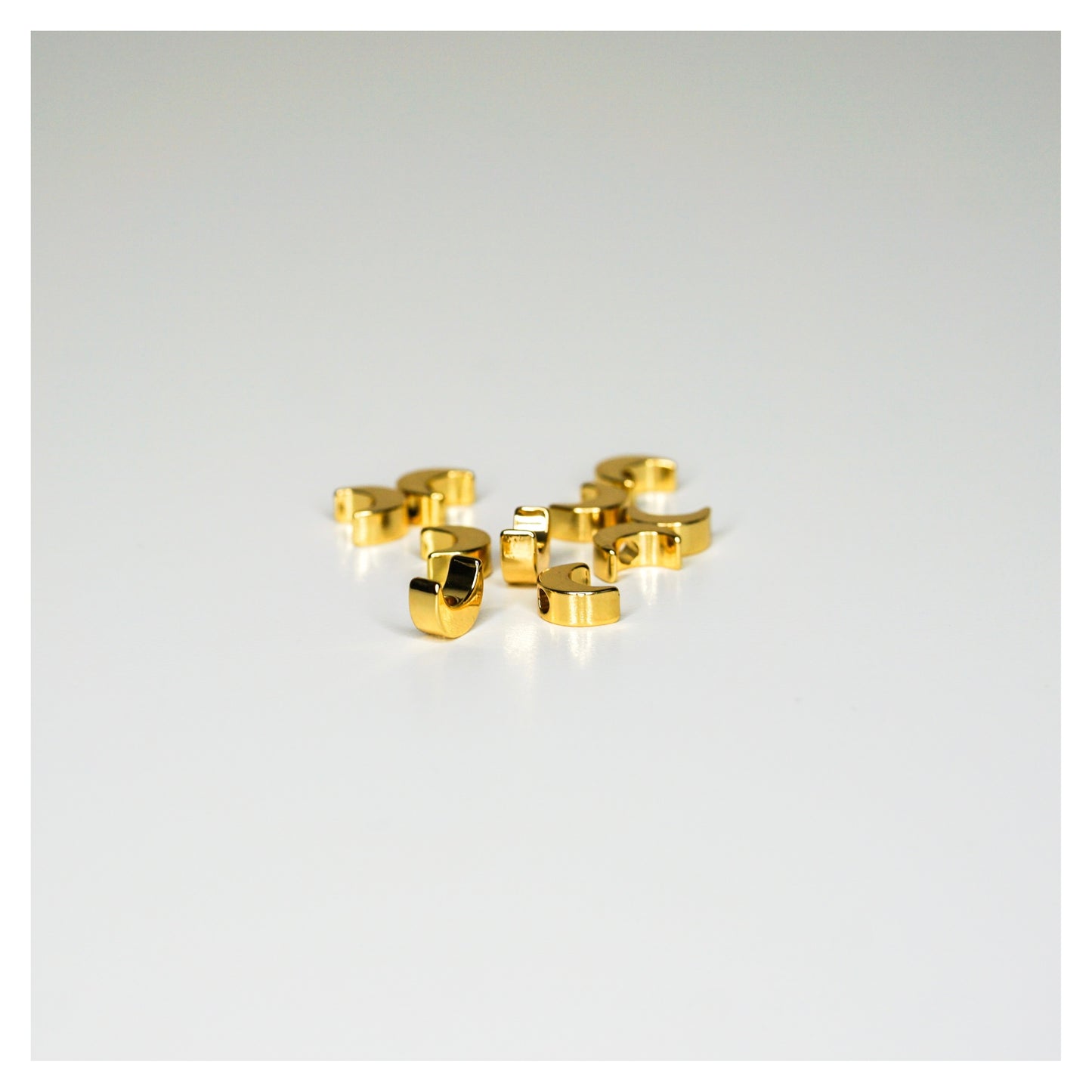 1.8mm Brass Moon Loc Beads - 10 Pieces