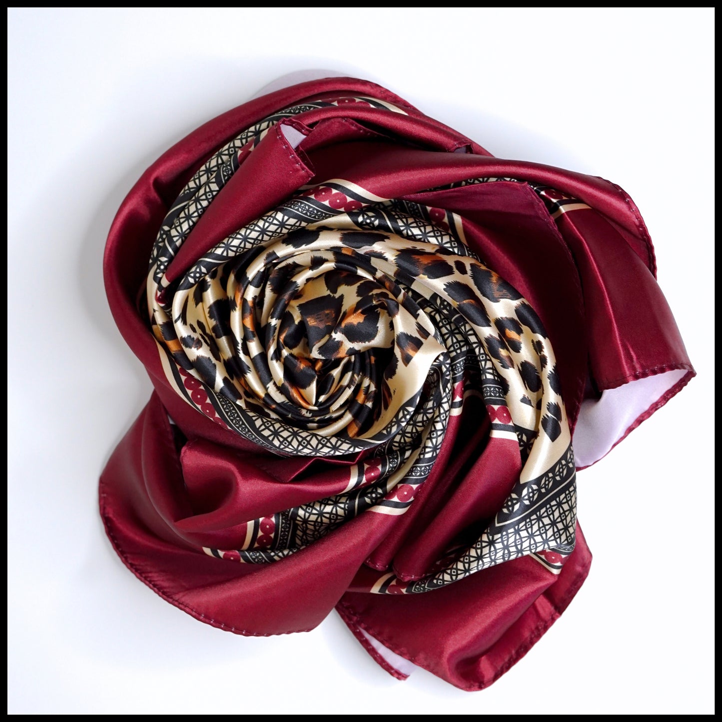 Leopard Print Satin Scarf - 1pc