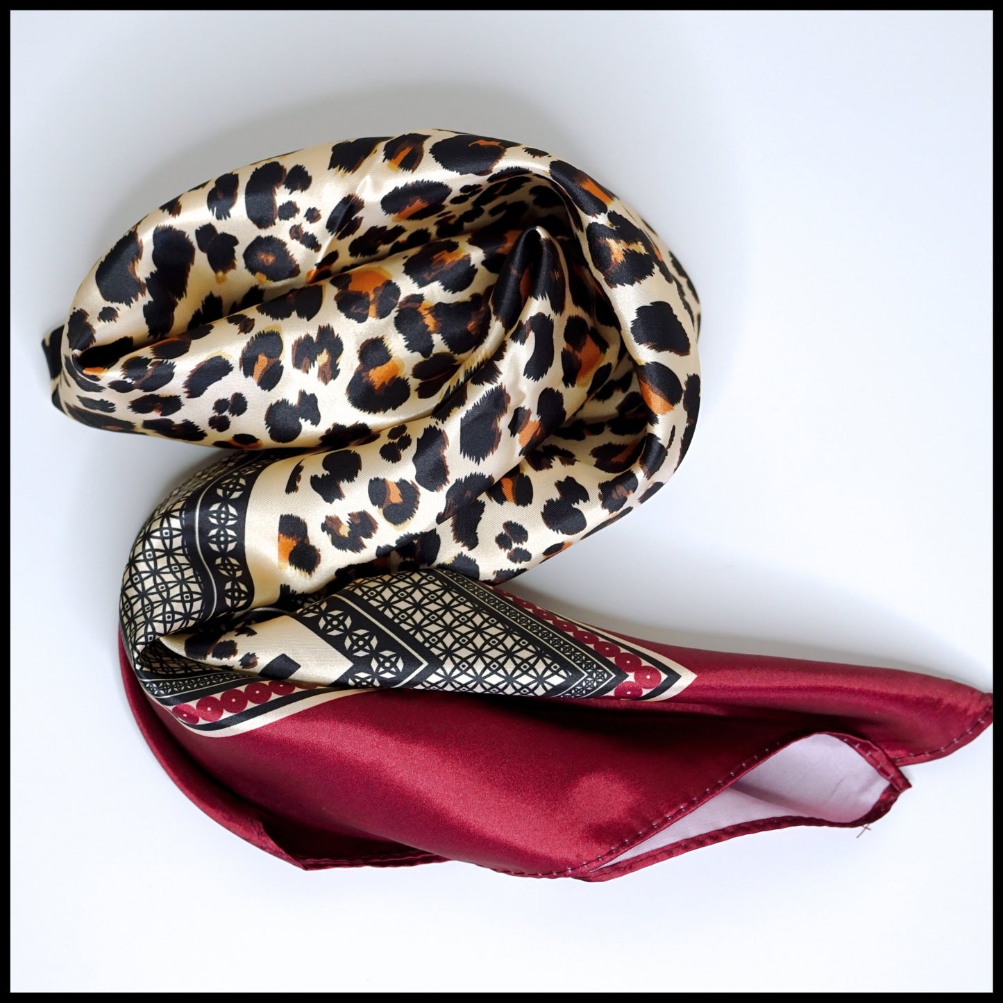 Leopard Print Satin Scarf - 1pc