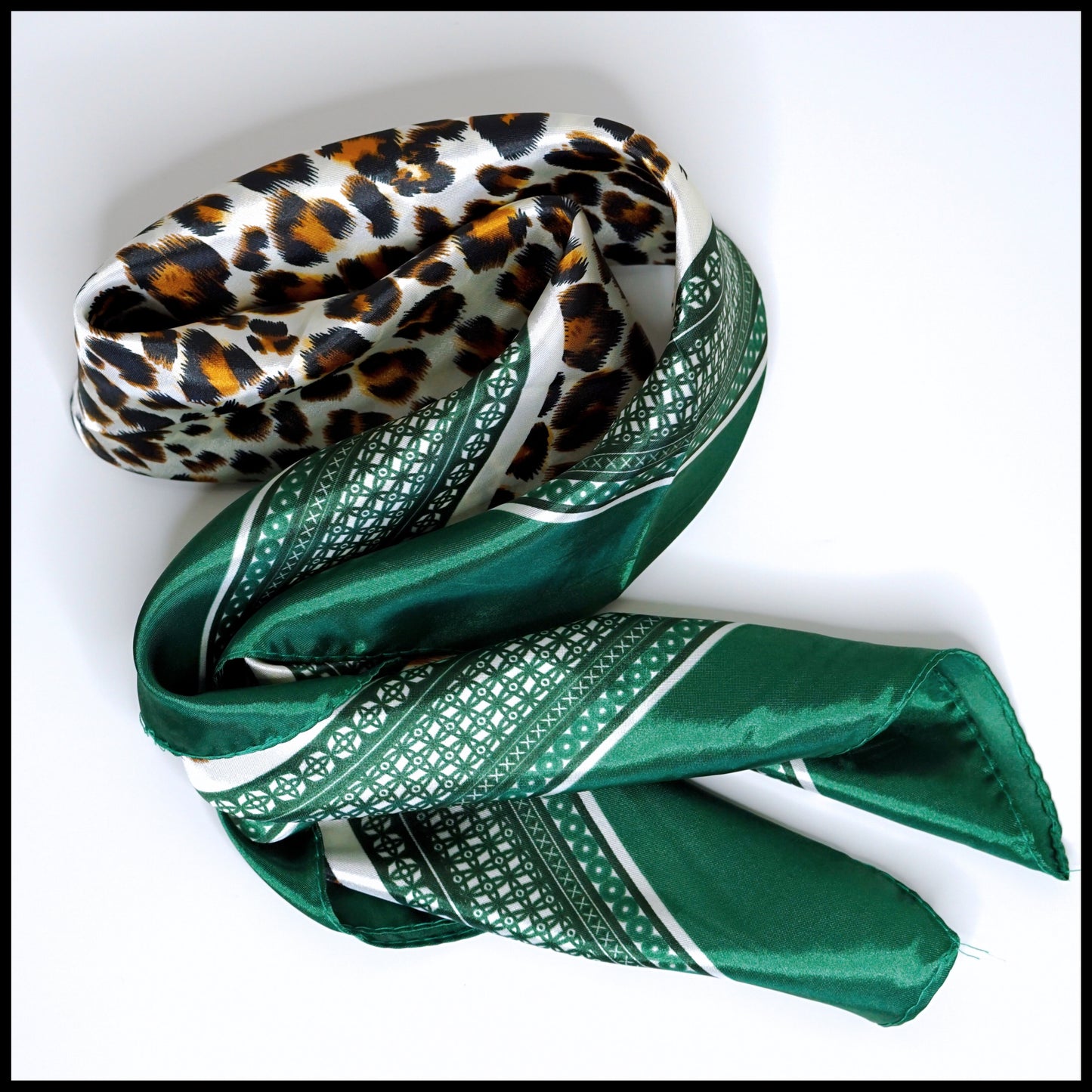 Leopard Print Satin Scarf - 1pc