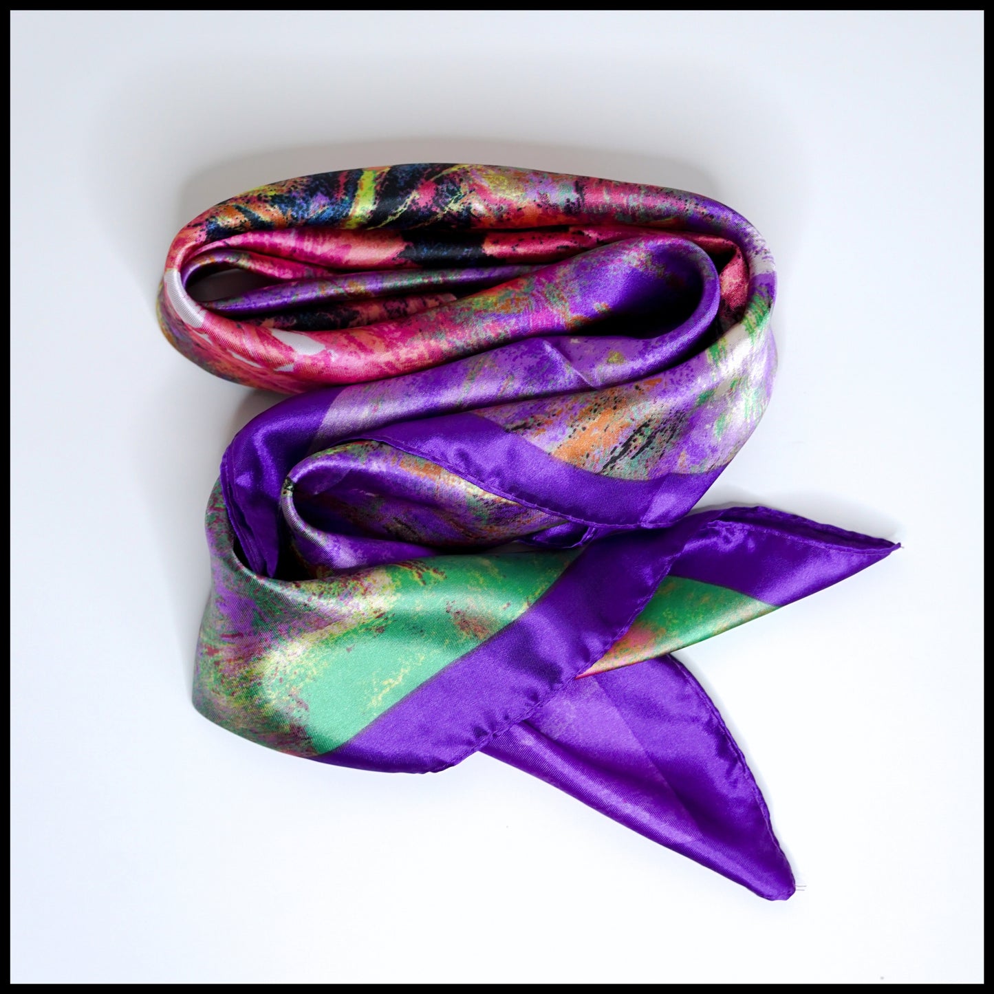 Floral Print Satin Scarf - 1pc