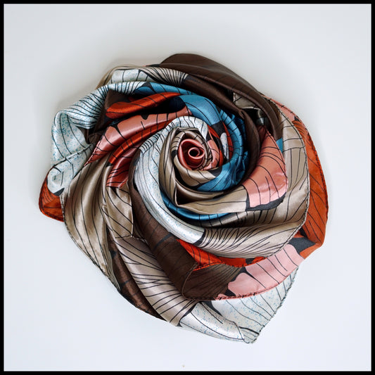 Ginkgo Print Satin Scarf - 1pc