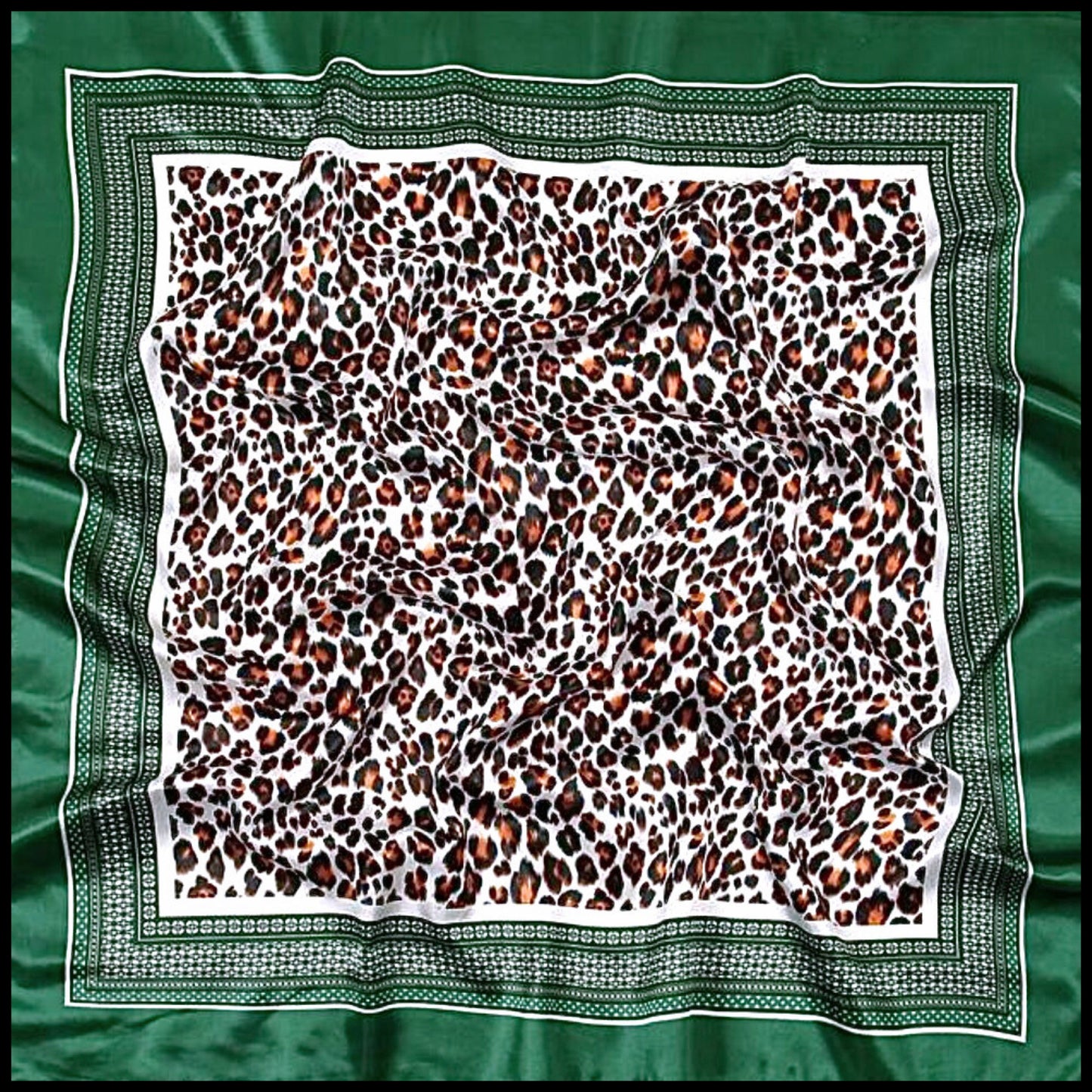 Leopard Print Satin Scarf - 1pc