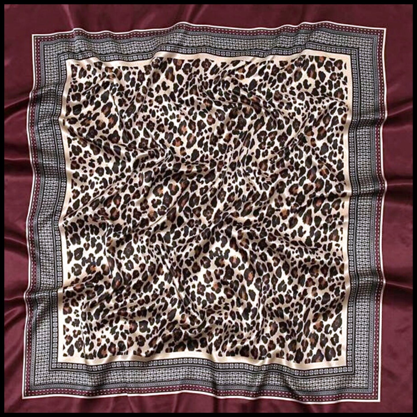 Leopard Print Satin Scarf - 1pc