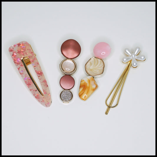 Pink & Pearl 4pcs Hair Clips