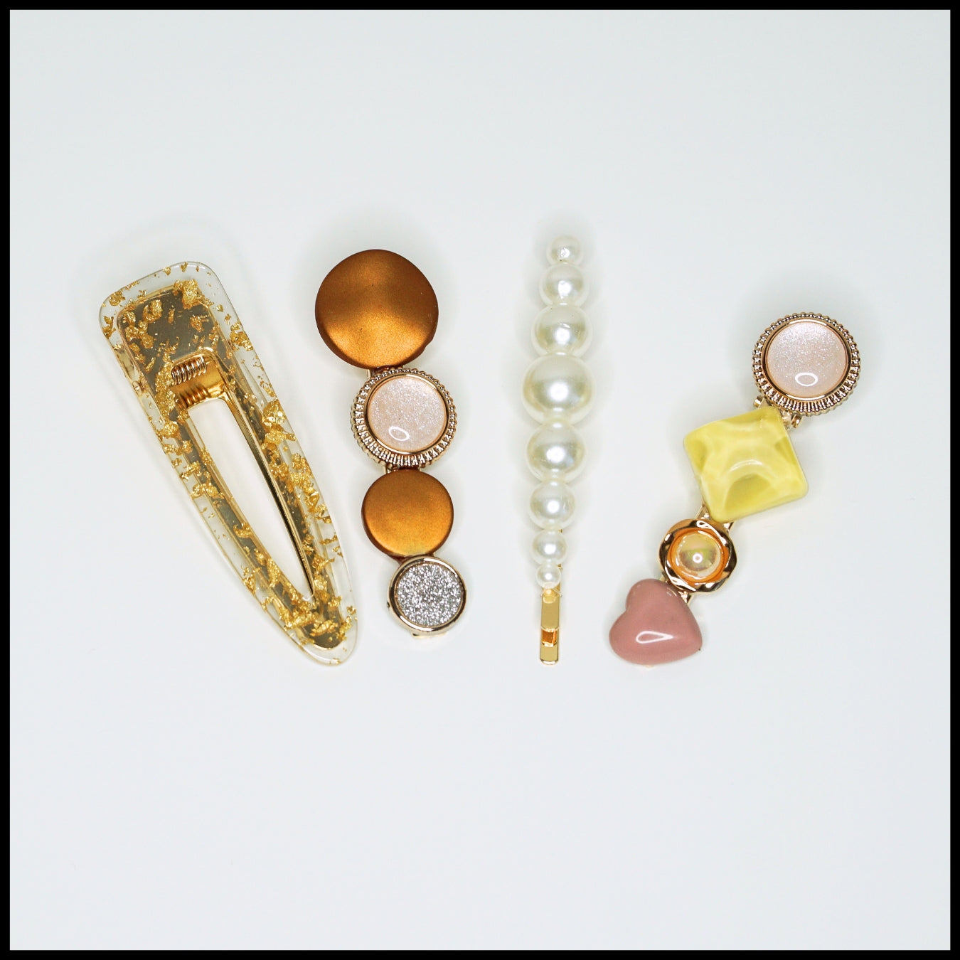 Golden & Pearl 4pcs Hair Clips